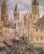 Camille Pissarro The Old Marketplace in Rouen and the Rue de I'Epicerie (mk09) China oil painting reproduction